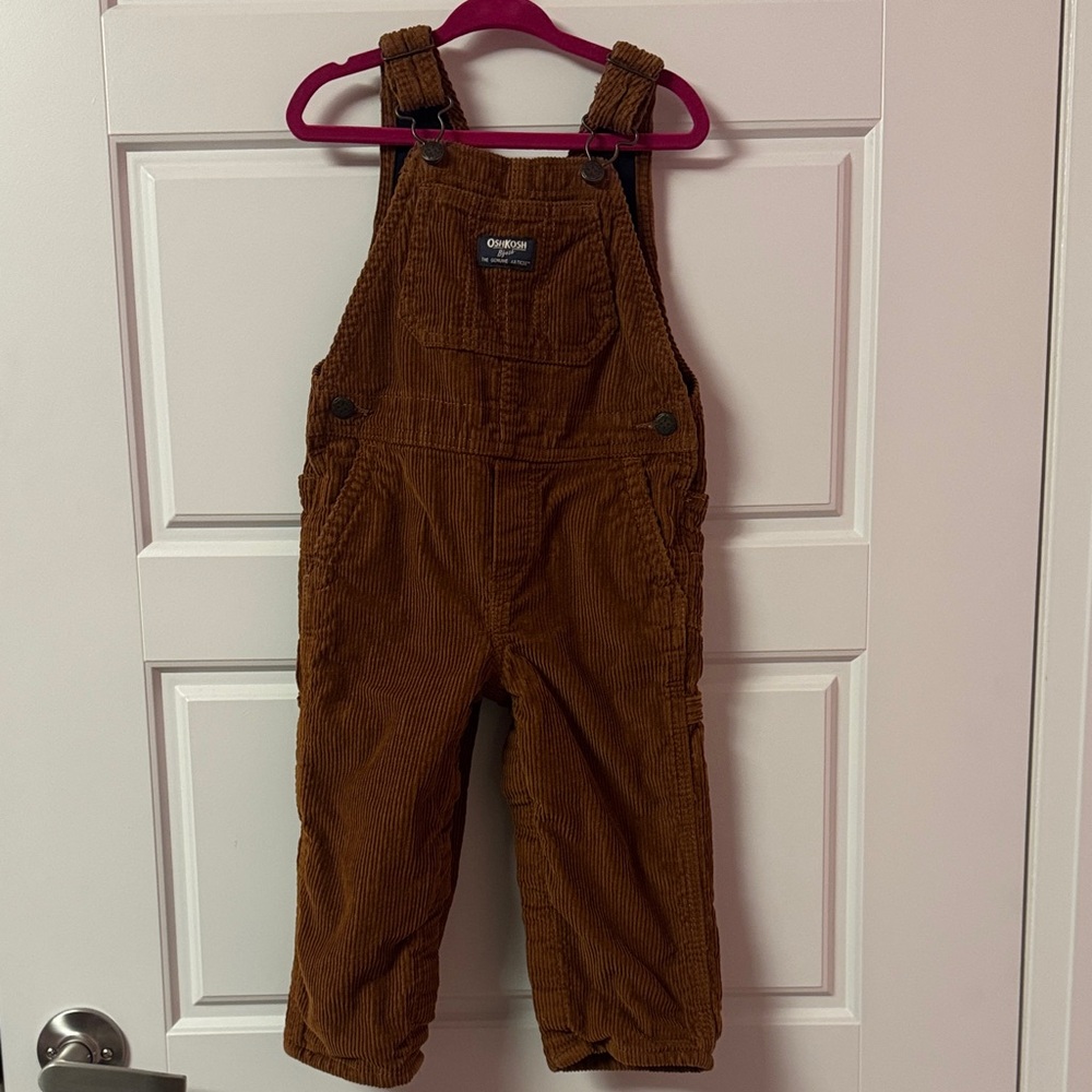 OshKosh B'gosh Toddler Brown Corduroy Overalls- 24M 100% Cotton
